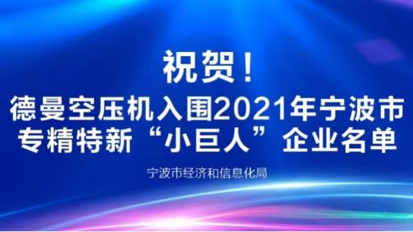 祝賀！德曼登榜2021年寧波專精特新“小巨人”企業(yè)